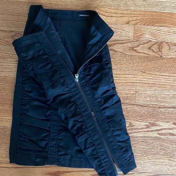 Nanette Lepore Skirt Black Ruched Lined Side Zippers Great Design Sz 8 PERFECT - Picture 2 of 8